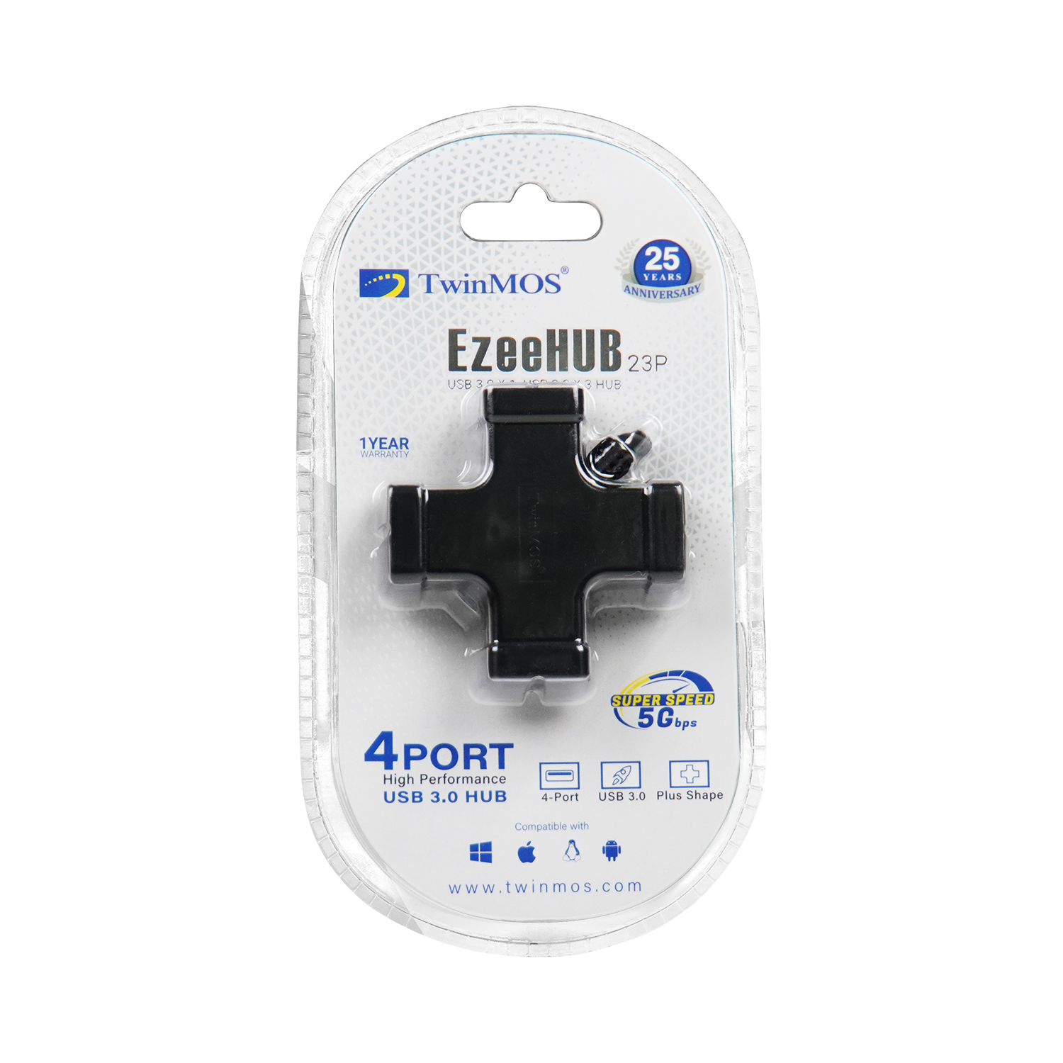 TwinMOS 3 Ports USB 2.0 and 1 Port USB 3.0 HUB - EzeeHUB23P